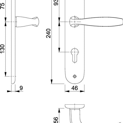 HOPPE Langschildgarnitur New York 1810/273P Aluminium F1 ( 3000203551 )