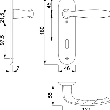 Juego de botones cortos HOPPE New York 1810/273KP Aluminio F1 ( 3000203554 )
