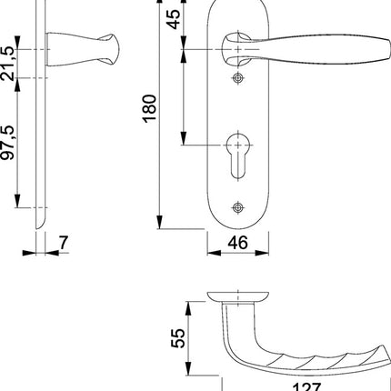 HOPPE short escutcheon set New York 1810/273KP Aluminium F1 ( 3000203555 )