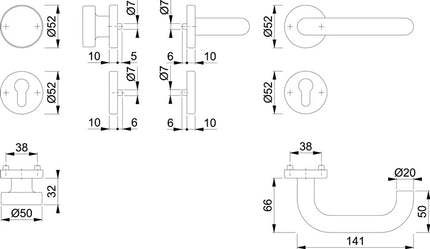 HOPPE rose set Paris E58/42H/42HKVS/138 stainless steel F69 ( 3000203103 )