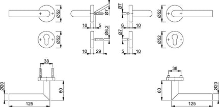 Juego de protección contra incendios HOPPE Amsterdam FS-E58/42H/42HS/1400 acero inoxidable F69 D/K ( 3000203123 )