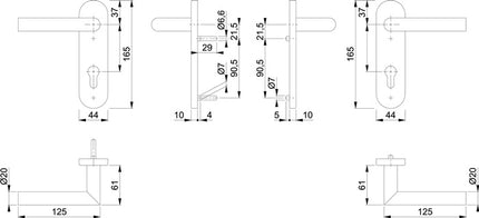 HOPPE fire protection set Amsterdam FS-E1400/353KH stainless steel F69 D/D ( 3000203124 )