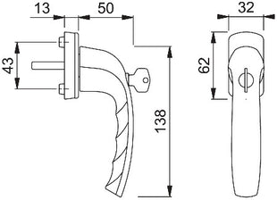 Manilla para ventana HOPPE New York 0810SVS/U10 aluminio F9016 / blanco tráfico (3000203585)