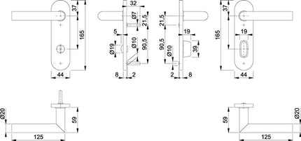 Juego de escudos cortos HOPPE Amsterdam E1400Z/353K acero inoxidable F69 ( 3000203006 )