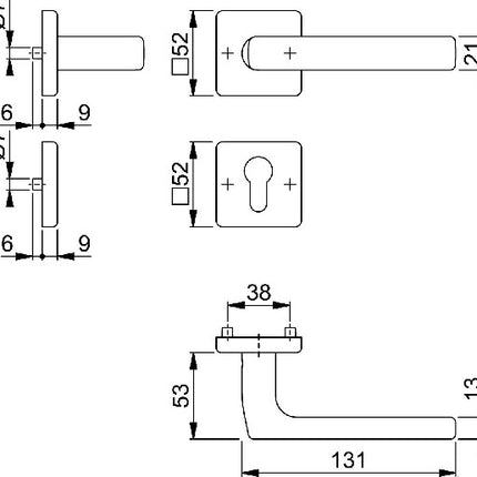 HOPPE Set di rosette Dallas E1643Z/52KV/52KVS Acciaio inox F69 ( 3000220025 )