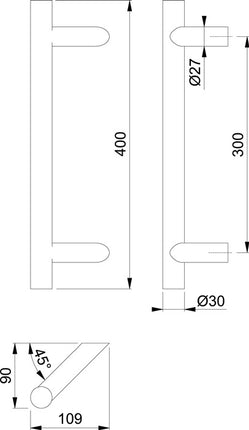 HOPPE Stangengriff E5012 Edelstahl Farb-Nr. F69 ( 3000202049 )