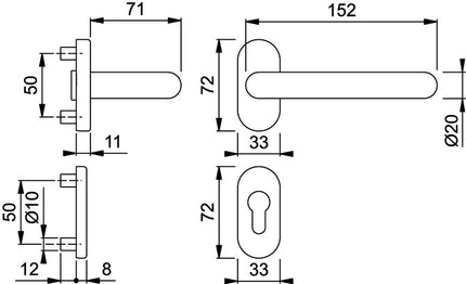 HOPPE Juego de protección contra incendios Paris FS-138GF/55/55S Aluminio F1-2 D/D ( 3000251146 )