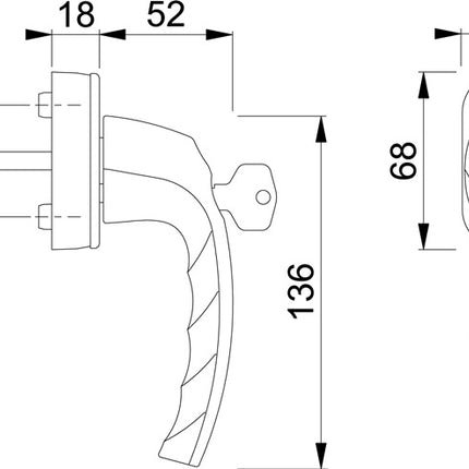 HOPPE window handle Atlanta 0530S/US952 aluminium F9016 / traffic white ( 3000203978 )