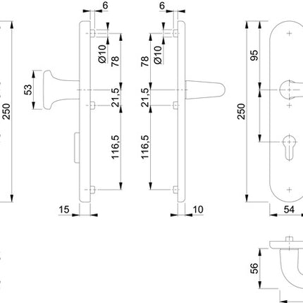 HOPPE Mobiliario de seguridad Paris 86G/3332ZA/3310/138L Aluminio F1 ( 3000209108 )