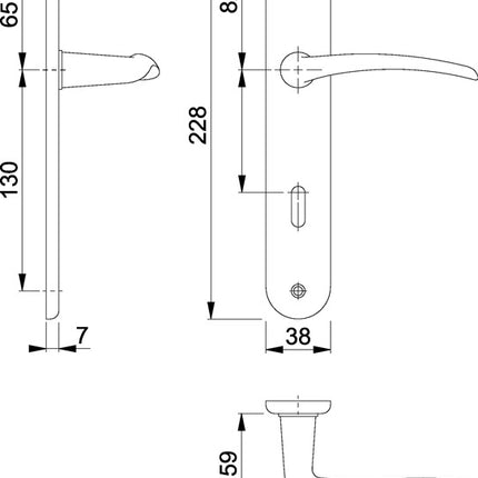 HOPPE set di piastre lunghe Istanbul M171/332P ottone F41 ( 3000253680 )