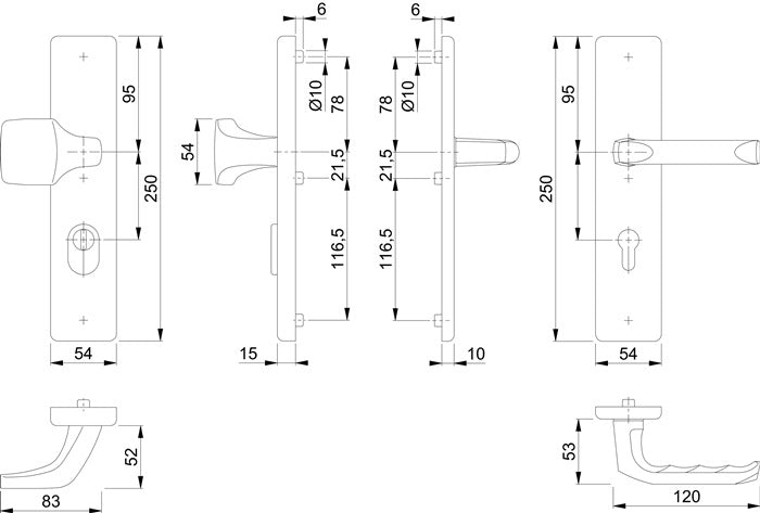 HOPPE Mobili di sicurezza Londra 61G/2222ZA/2210/113 Alluminio F2 ( 3000209049 )