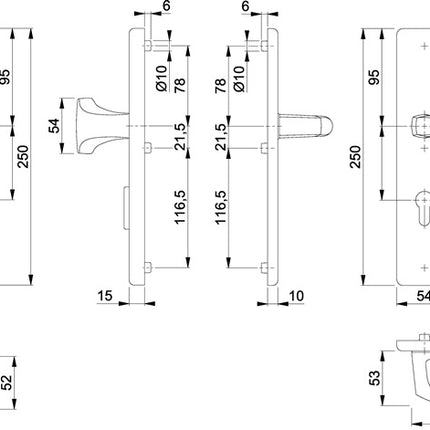 HOPPE Garniture de protection London 61G/2222ZA/2210/113 aluminium F4 ( 3000209050 )