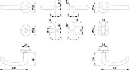 HOPPE Juego de escudos San Francisco E1301Z/42KV/42KVS Acero inoxidable F69 ( 3000202019 )