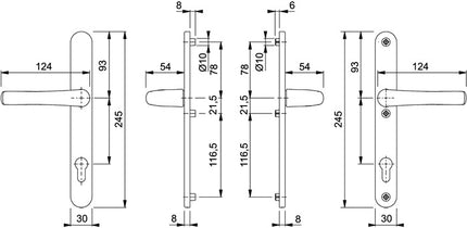 HOPPE profile door set Tôkyô 1710RH/3346 Aluminium F1 ( 3000252775 )