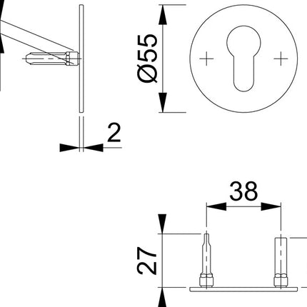 HOPPE key rose pair E849NS stainless steel F69 ( 3000203536 )