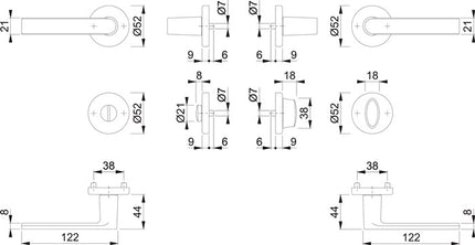 HOPPE Rosette set Los Angeles M1642/42KV/42KVS Brass F96-1-R ( 8000460269 )