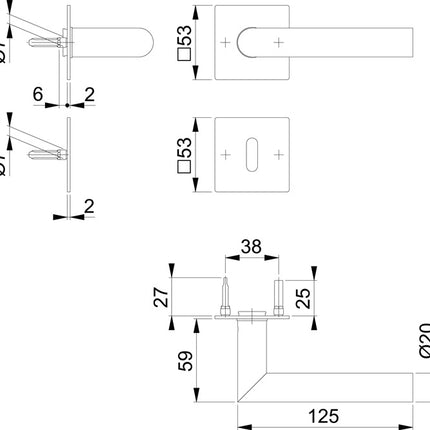 HOPPE Escutcheon set Amsterdam E1400Z/848N/848NS Stainless steel F9714M ( 3000209764 )