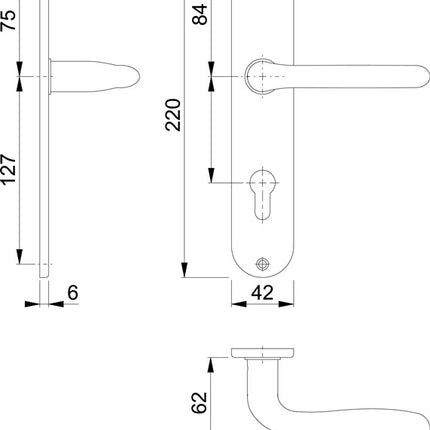 HOPPE Langschildgarnitur Cardiff E1850Z/302 Edelstahl F69 ( 3000252429 )