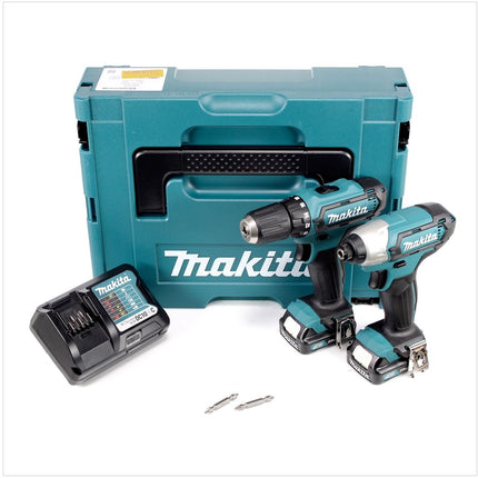 Makita CLX 201 AJ 10,8 Volt DF 331 Akku Bohrschrauber + TD 110 Schlagschrauber + 2 x BL 1020B 2 Ah Akkus + DC10WC Ladegerät im Makpac - Toolbrothers