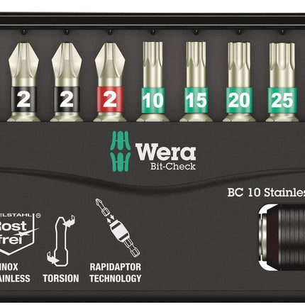 WERA stainless steel bit set BC 10 Stainless 1 10-piece ( 4000828393 )