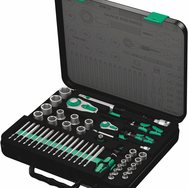 Juego de llaves de vaso WERA 8100 SA/SC 2 Zyklop 43 piezas 1/4 + 1/2 ″ ( 4000820557 )