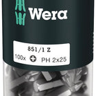 WERA large pack of bits 851/1 Z 1/4 ″ PH 2 Length 25 mm ( 4000822267 )