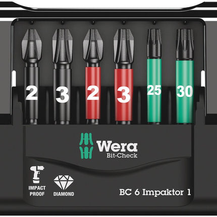 WERA Assortiment d'embouts Bit-Check 6 Impaktor 1 6 pièces ( 4000829044 )