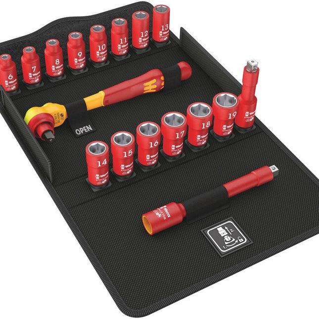 WERA socket spanner set 8100 SB VDE 1 Cyclops 17-piece 3/8 ″ ( 4000828008 )