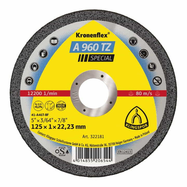 Disco da taglio KLINGSPOR A 960 TZ Special D125x1mm diritto ( 4000843410 )