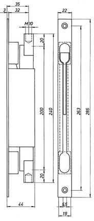 DENI Edge bolt 9221 Face plate length 285 mm Face plate width 22 mm ( 3000258411 )