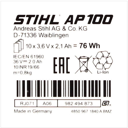 Stihl AP 100 36 V 2,1 Ah Akku - Toolbrothers