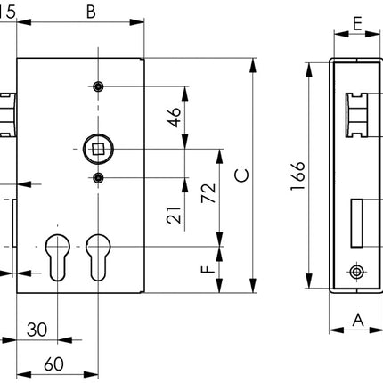 AMF lock case 140D-PZ DIN left / right ( 3000251255 )
