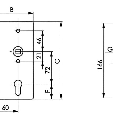 Caja de cerradura AMF 140P DIN derecha ( 3000251290 )