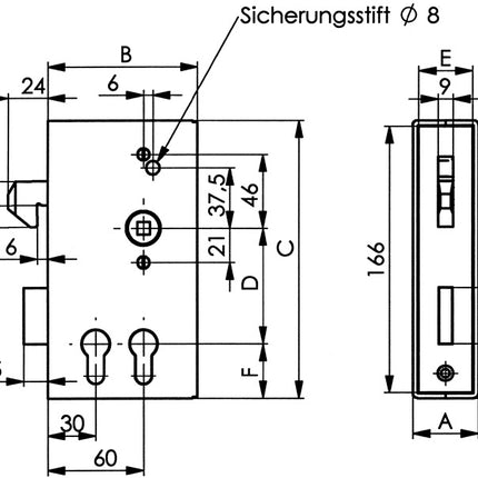 AMF sliding door lock case 140SD-40ZW DIN left / right ( 3000251259 )