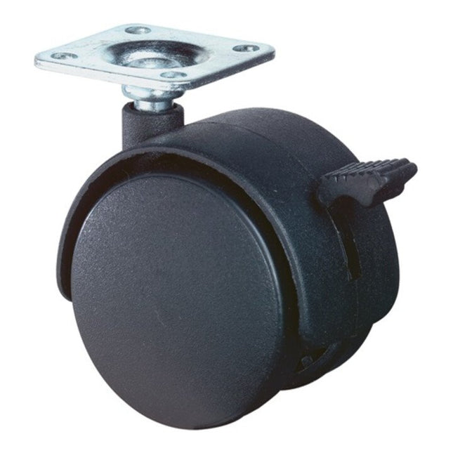 BS ROLLEN Ruedas dobles de plástico con freno Rueda Ø 50 mm Capacidad de carga 40 kg ( 3000275089 )