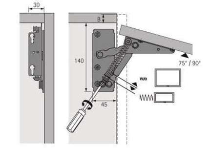Raccordo di sollevamento HETTICH Lift, 80 - 220 N acciaio nichelato ( 3000271816 )
