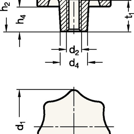 GANTER Sterngriff DIN 6336 mit Gewindebuchse ( 4601000858 )