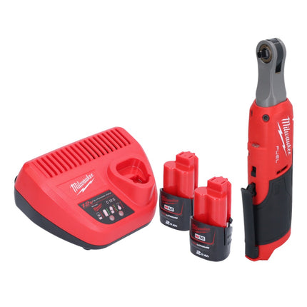 Milwaukee M12 FHIR14-202 carraca a batería 12 V 47 Nm 1/4" sin escobillas + 2x batería 2,0 Ah + cargador
