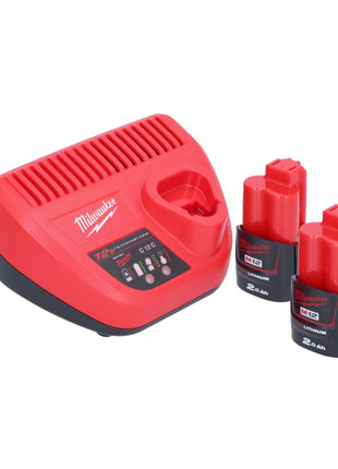 Milwaukee M12 FHIR14-202 carraca a batería 12 V 47 Nm 1/4" sin escobillas + 2x batería 2,0 Ah + cargador