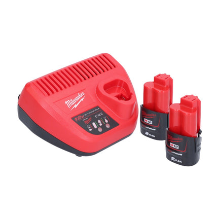 Milwaukee M12 FHIR14-202 carraca a batería 12 V 47 Nm 1/4" sin escobillas + 2x batería 2,0 Ah + cargador