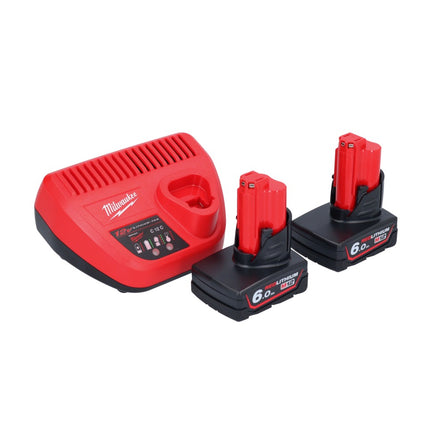 Milwaukee M12 FHIR14-602 carraca a batería 12 V 47 Nm 1/4" sin escobillas + 2x batería 6,0 Ah + cargador