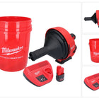 Milwaukee M12 BDC8-251C Akku Rohrreinigungsgerät 12 V + 1x Akku 2,5 Ah + Ladegerät + Spirale + Eimer