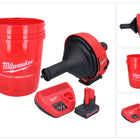 Limpiador de tuberías a batería Milwaukee M12 BDC8-501C 12 V + 1x batería 5,0 Ah + cargador + espiral + cubo