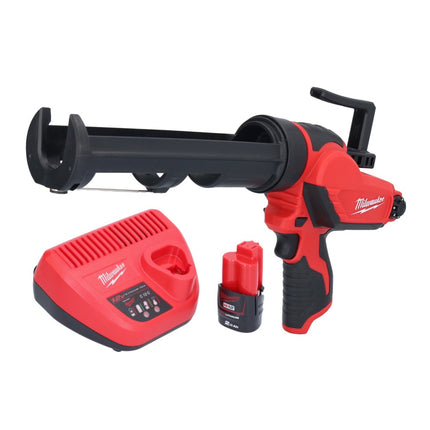 Milwaukee M12 PCG/310-201 Akumulatorowy pistolet na kartusze 12 V 310 ml + 1x akumulator 2,0 Ah + ładowarka
