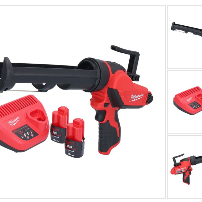 Milwaukee M12 PCG/310-202 Presse à cartouche sans fil 12 V 310 ml + 2 batteries 2,0 Ah + chargeur