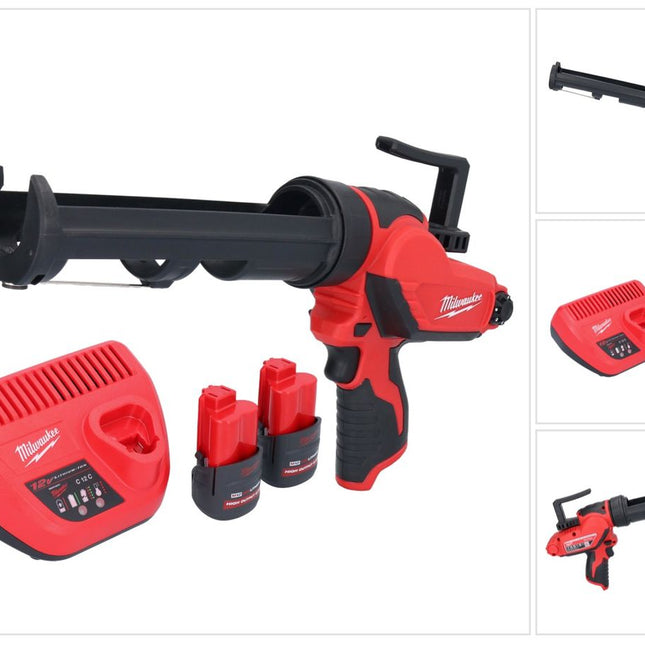 Milwaukee M12 PCG/310-252 Pompe à cartouche sans fil 12 V 310 ml + 2 batteries 2,5 Ah + chargeur