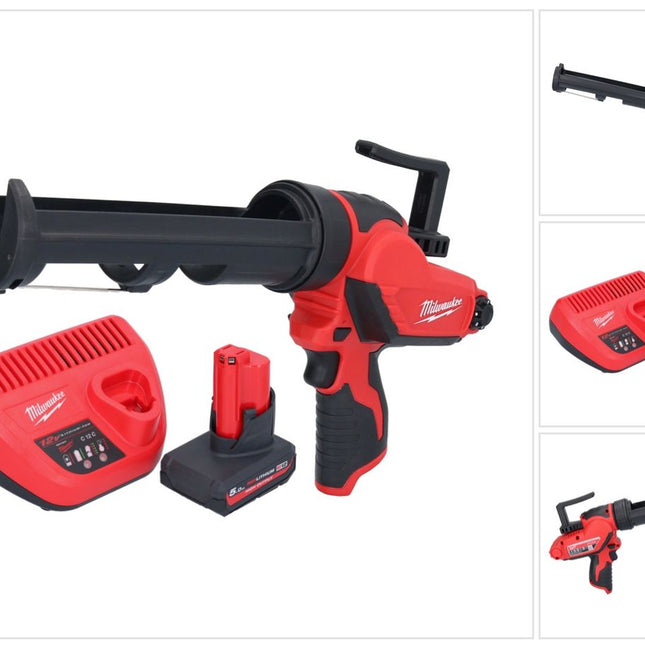 Milwaukee M12 PCG/310-501 Presse à cartouche sans fil 12 V 310 ml + 1x batterie 5,0 Ah + chargeur