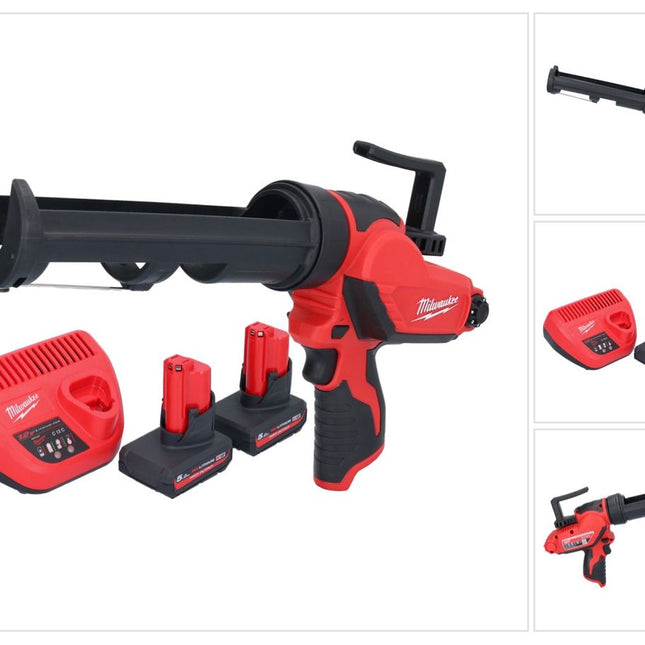 Milwaukee M12 PCG/310-502 Pompe à cartouche sans fil 12 V 310 ml + 2 batteries 5,0 Ah + chargeur