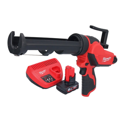Pistola de cartuchos a batería Milwaukee M12 PCG/310-601 12 V 310 ml + 1x batería 6,0 Ah + cargador