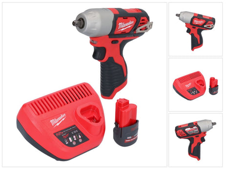 Llave de impacto inalámbrica Milwaukee M12 BIW38-251 12 V 135 Nm 3/8˝ + 1x batería 2,5 Ah + cargador